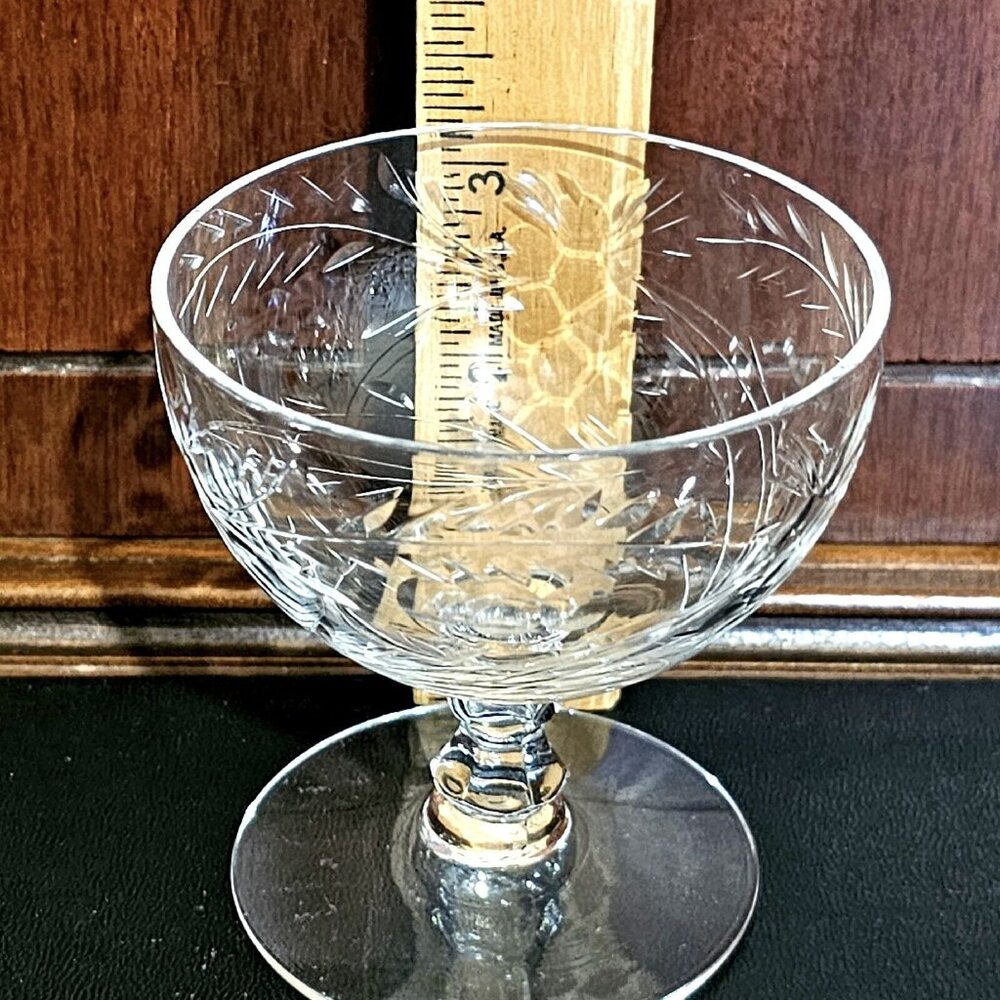 Cambridge Montrose Champagne Sherbet Glass stemware 3" short stem 4oz botanicals - Picture 11 of 12